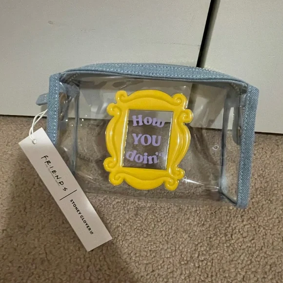Friends Clear Cosmetic Bag with Yellow Frame - Picture 1 of 1